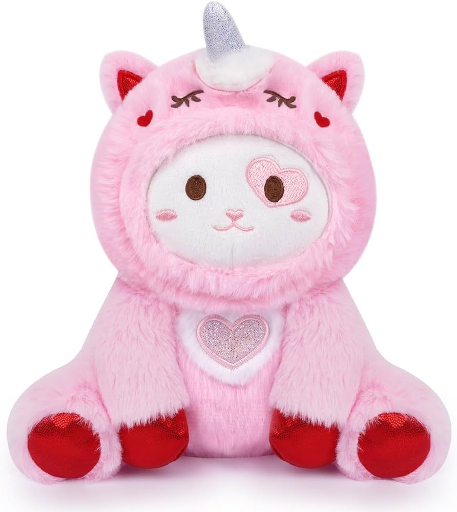 Amazon.com: Leokawin Cat Stuffed Animal Valentine Plush, Cute Unicorn Cat Plush Toy, Kawaii Valen... | Amazon (US)