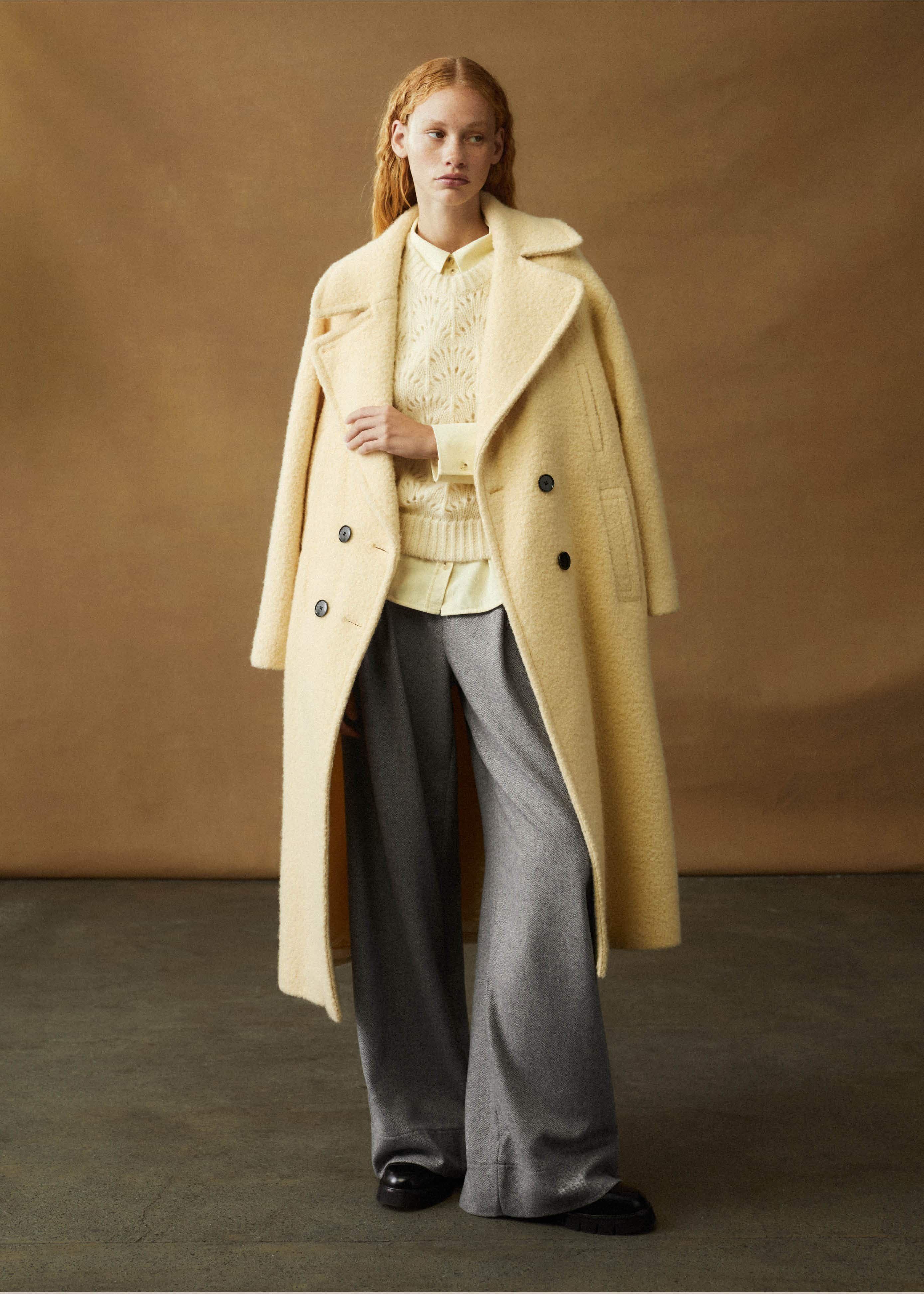 Women's Yellow Wool-Blend BouclÃ© Coat | ME+EM | ME+EM Global (Excluding US)