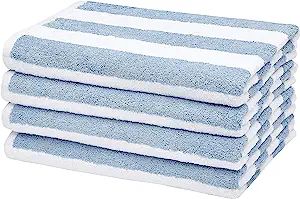 Amazon Basics Cabana Stripe Beach Towel - 4-Pack, Sky Blue | Amazon (US)