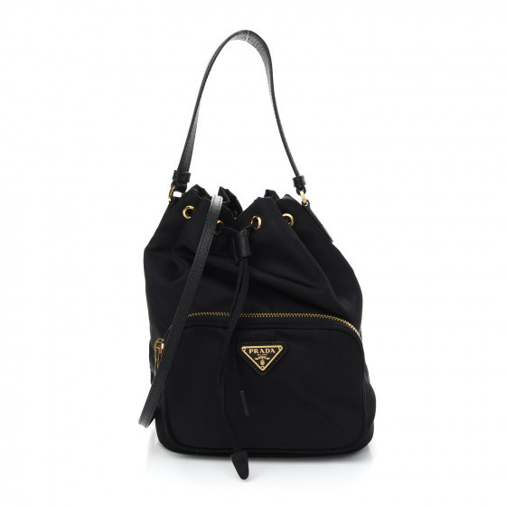 PRADA Re-Nylon Duet Drawstring Shoulder Bag Black | Fashionphile