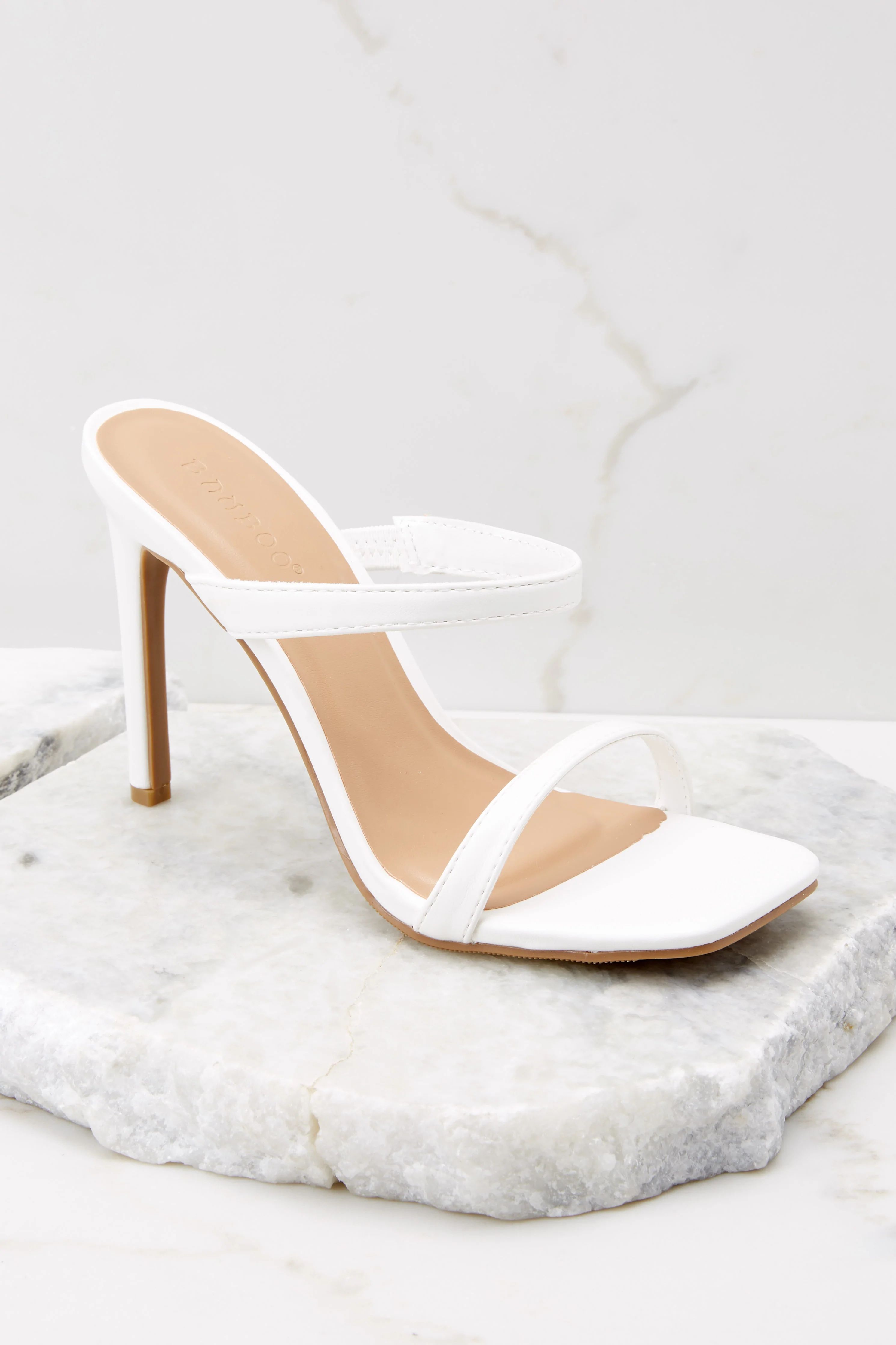 Always The Lead White High Heel Sandals | Red Dress 