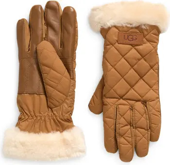 Faux Fur Trim Quilted Gloves | Nordstrom