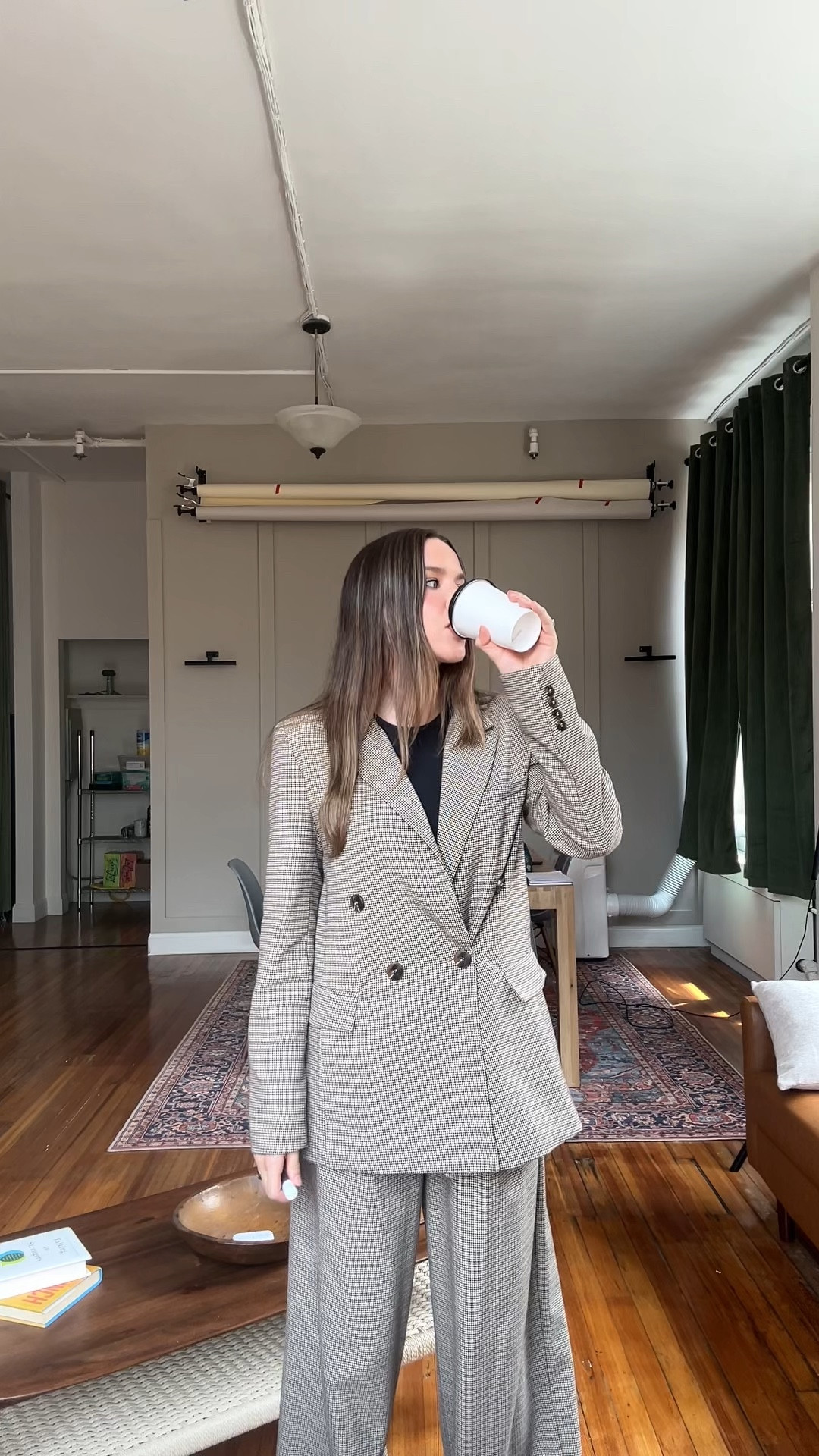 Wearing a size small in both the blazer and trousers! The pants do run pretty big so I would probably size down next time 🙃 got this set on Nuuly! 

#LTKWorkwear