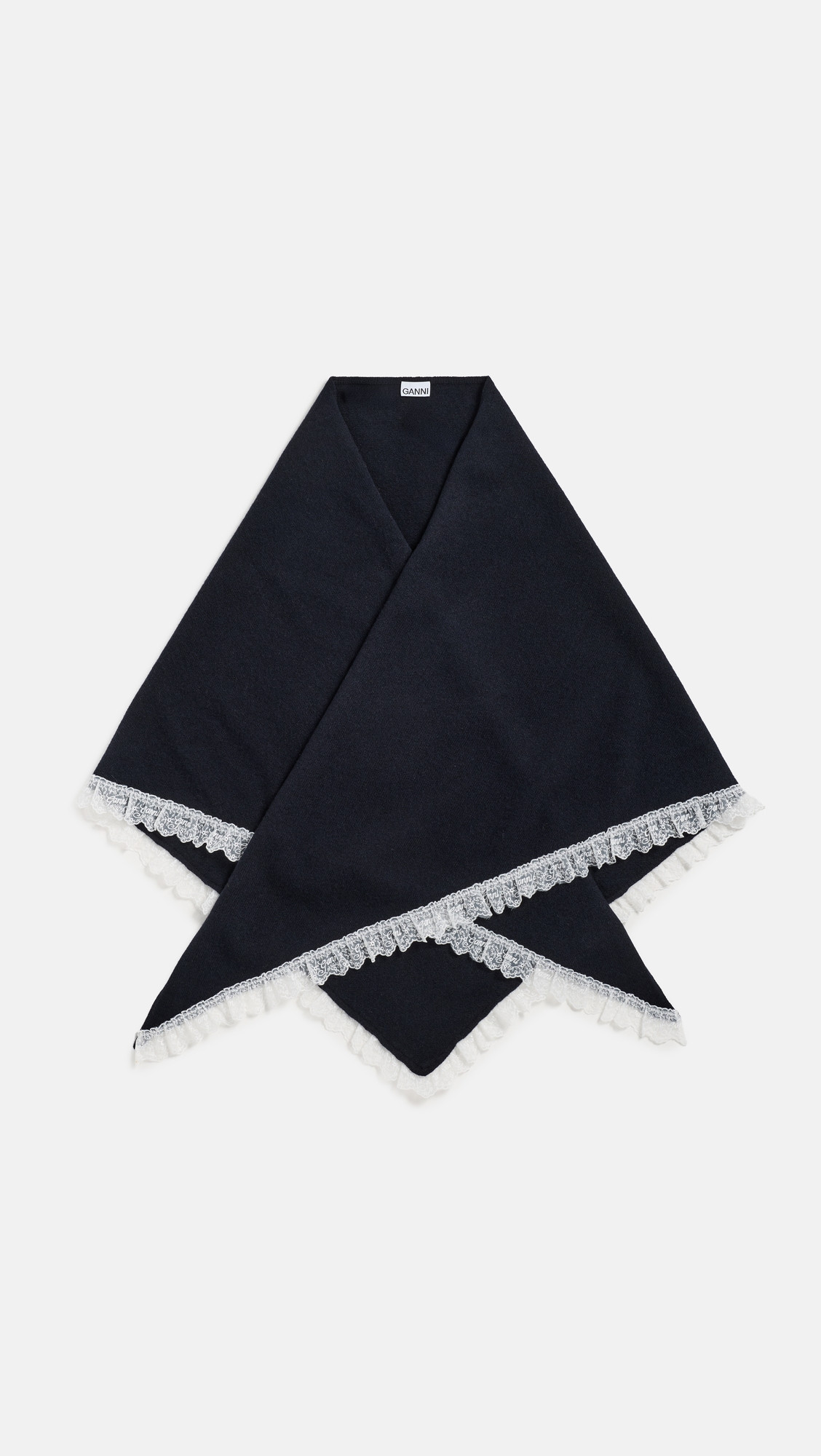GANNI Wool Lace Triangular Scarf XXL Phantom One Size | Shopbop