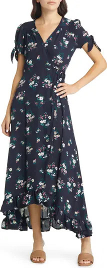 Chelsea28 Floral Tie Sleeve Wrap Maxi Dress | Nordstrom | Nordstrom