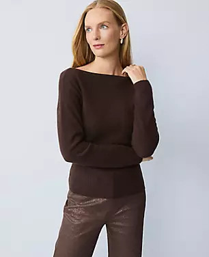 Studio Collection Cashmere Off-The-Shoulder Sweater | Ann Taylor