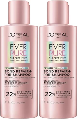 L'Oreal Paris Sulfate Free Bond Repair+ Pre Shampoo Concentrate, Hair Treatment with Bond + Amino Acid Complex for Colored, Bleached or Damaged Hair, EverPure, 5.1 Fl Oz, 2 Count (Packaging May Vary) | Amazon (US)