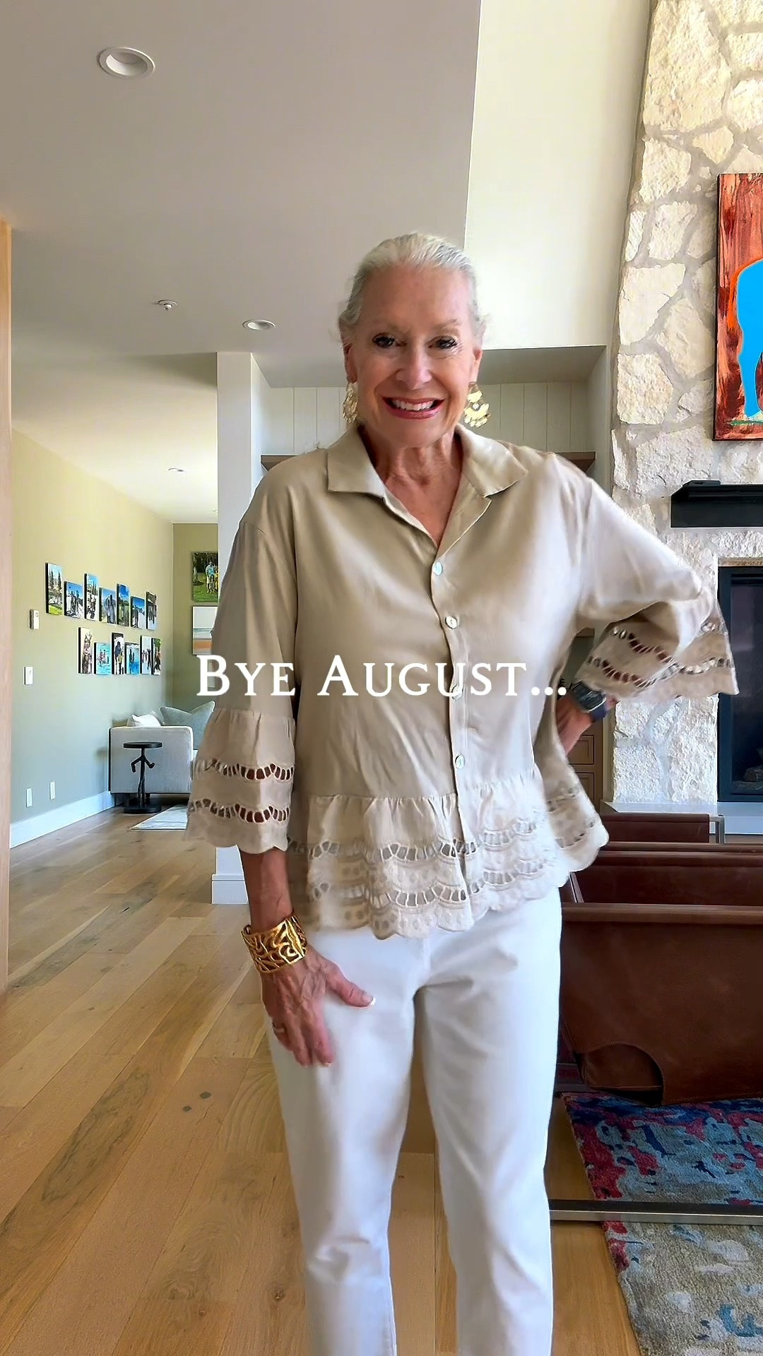 This is how I ended August after spending the week with my sweet granddaughters in New Jersey.
Three tops from Amazon and one pair of white jeans from Chico’s .