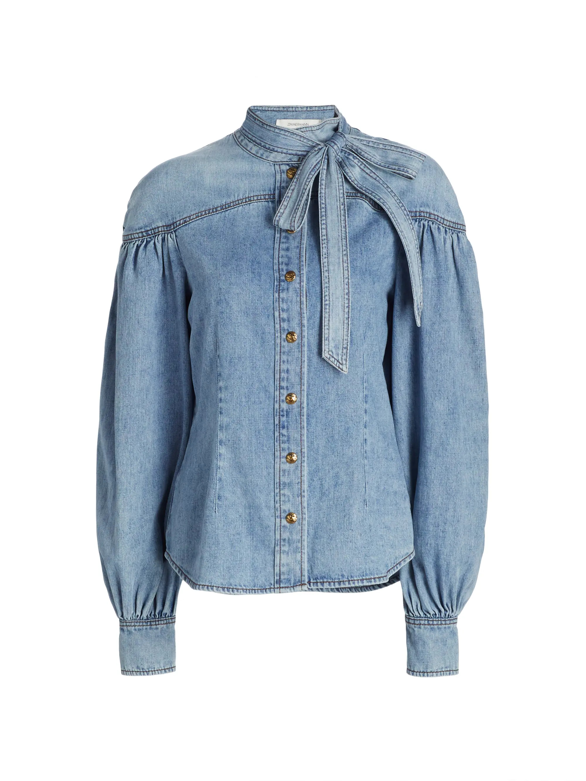 Denim Tieneck Blouse | Saks Fifth Avenue