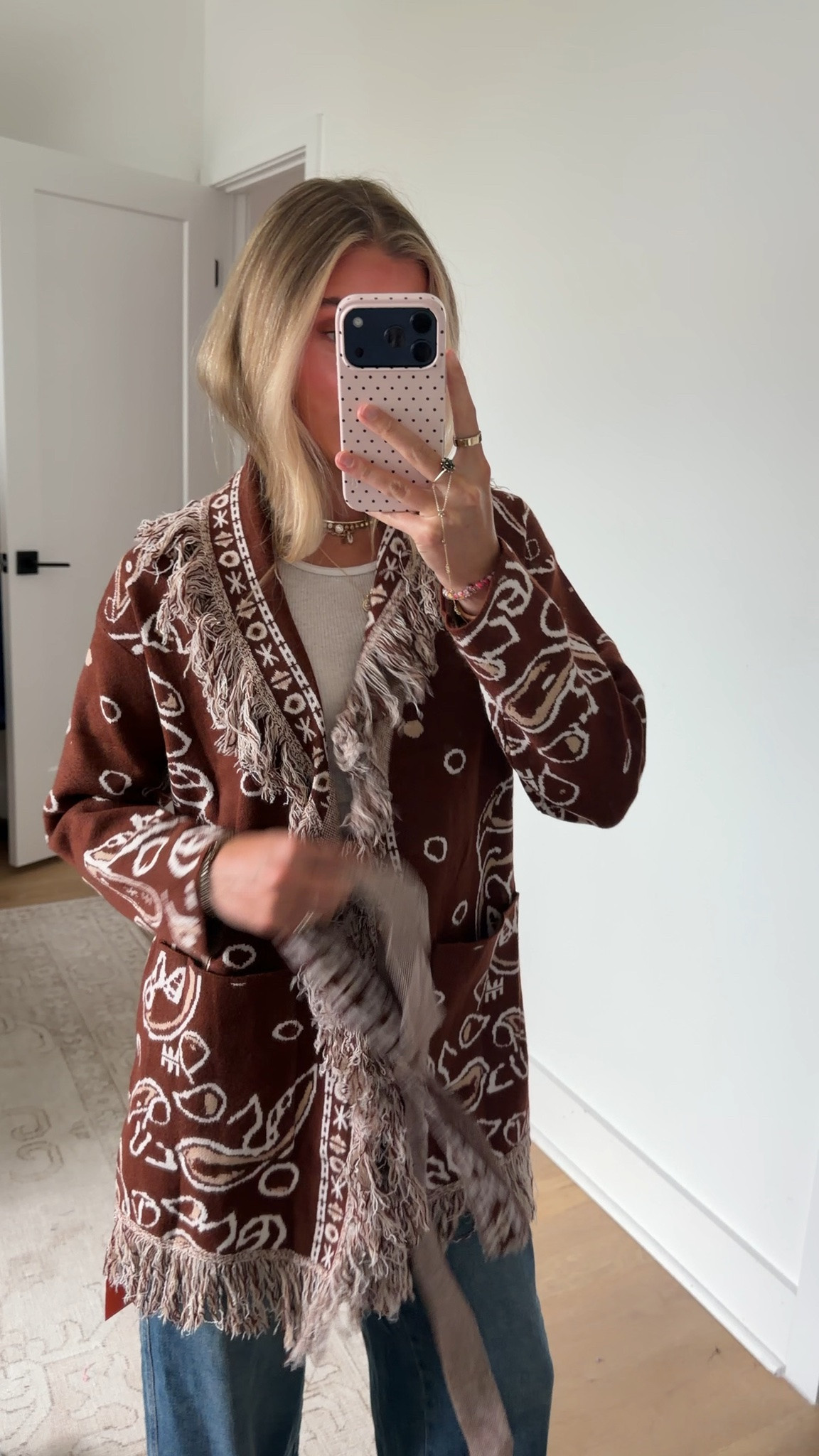 Amazon size small Tankaneo Womens Fringe Cardigan Long Sleeve Paisley Sweaters with Belt Open Front Wrap Sweater, Trendy Bandana Print, Fall Tassel Cardigan with Pocket, 2026 Fall Winter Fashion