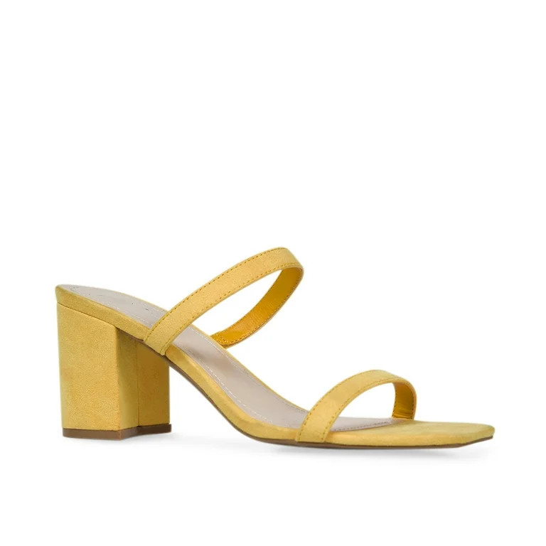 J. Adams Stormi Mules for Women - Yellow Faux Suede Block Heeled Sandals - 8 | Walmart (US)