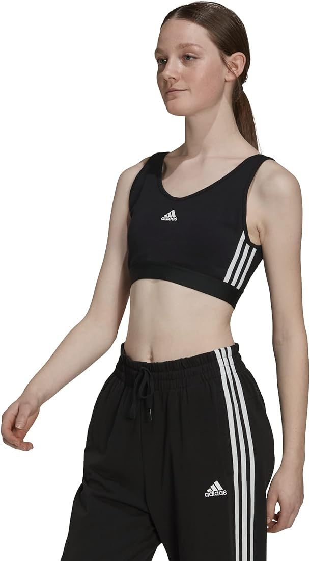 adidas Women's Essentials 3-Stripes Crop Top with Removable Pads | Amazon (US)