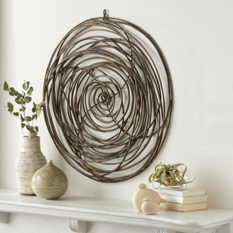 Scribble Circle Rattan Wall Art + Reviews | Crate and Barrel | Crate & Barrel