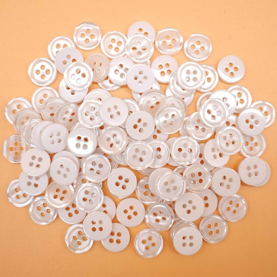 11mm 200Pcs Sewing Shirt Resin Buttons 4 Holes White Faux Pearl Finish | Amazon (US)