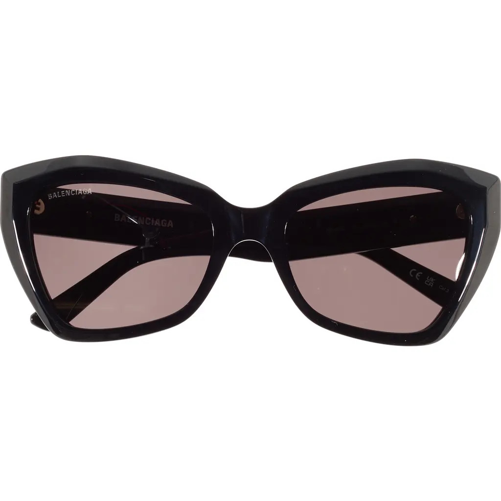Balenciaga 56mm Cat Eye Sunglasses in Black Black Grey at Nordstrom Rack | Nordstrom Rack