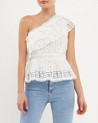 Endless Rose One Shoulder Square Laced Top | Express