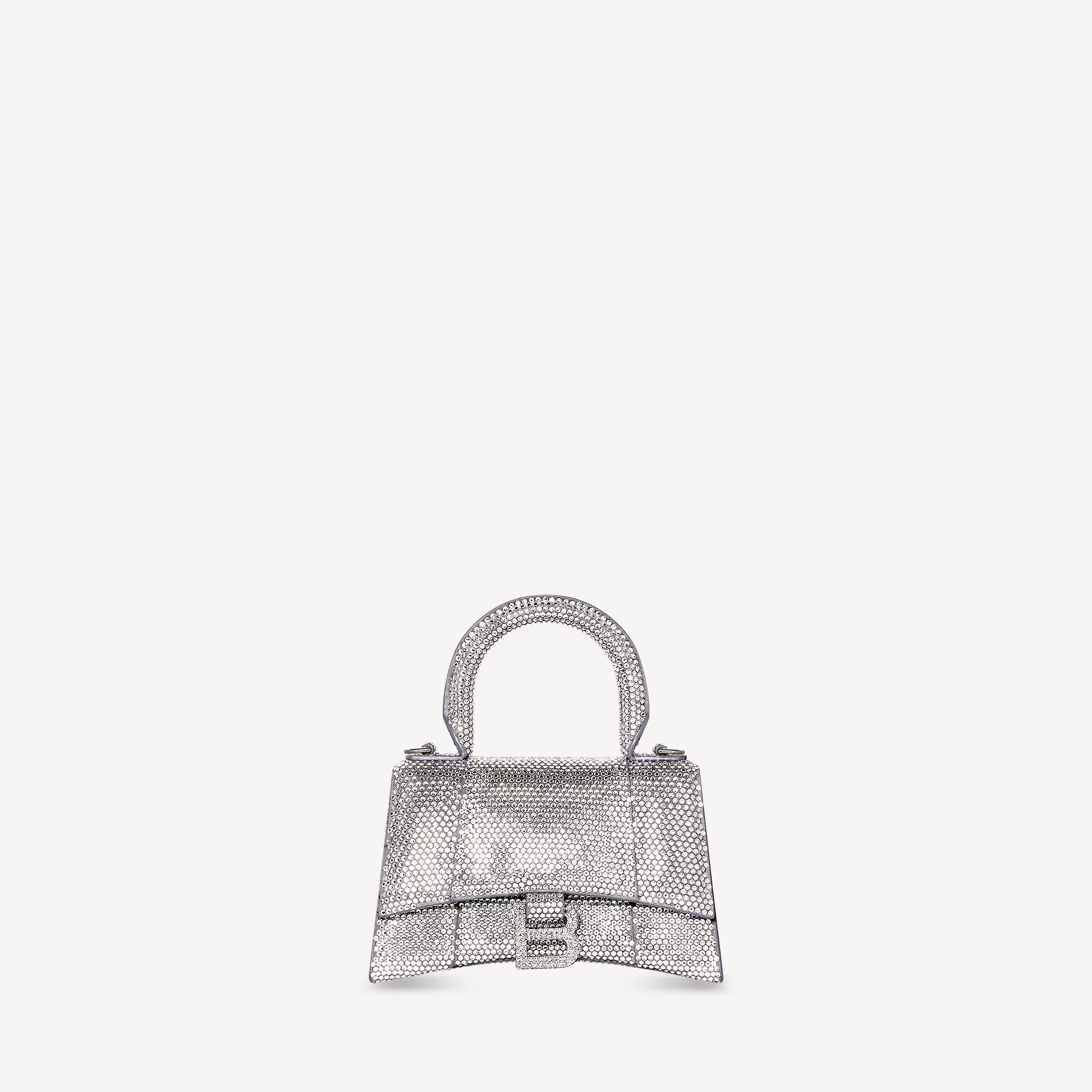 Balenciaga Hourglass Handbag XS With Rhinestones - Grey & Silver - Women's | Balenciaga