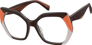 Zenni Women's Vintage Geometric Prescription Glasses Brown Plastic Full Rim Frame | Zenni Optical (US & CA)