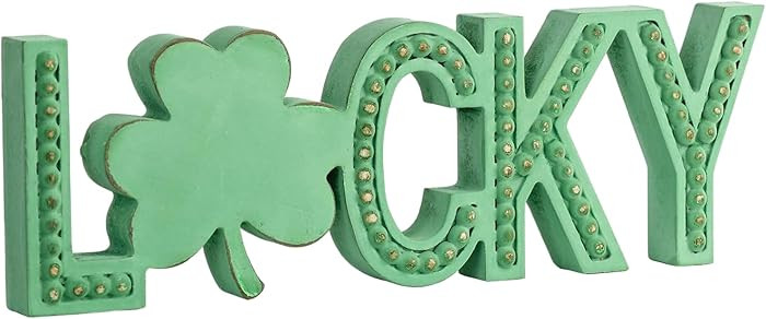 TRENDIN Lucky Sign, Wooden Saint Patricks Day Decorations, St Patrick's Day Decor for Table, Mant... | Amazon (US)