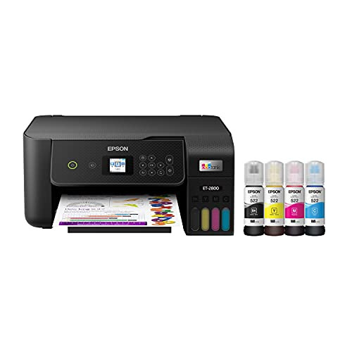 Epson EcoTank ET-2800 Wireless Color All-in-One Cartridge-Free Supertank Printer with Scan and Copy â€“ The Ideal Basic Home Printer - Black, Medium | Amazon (US)