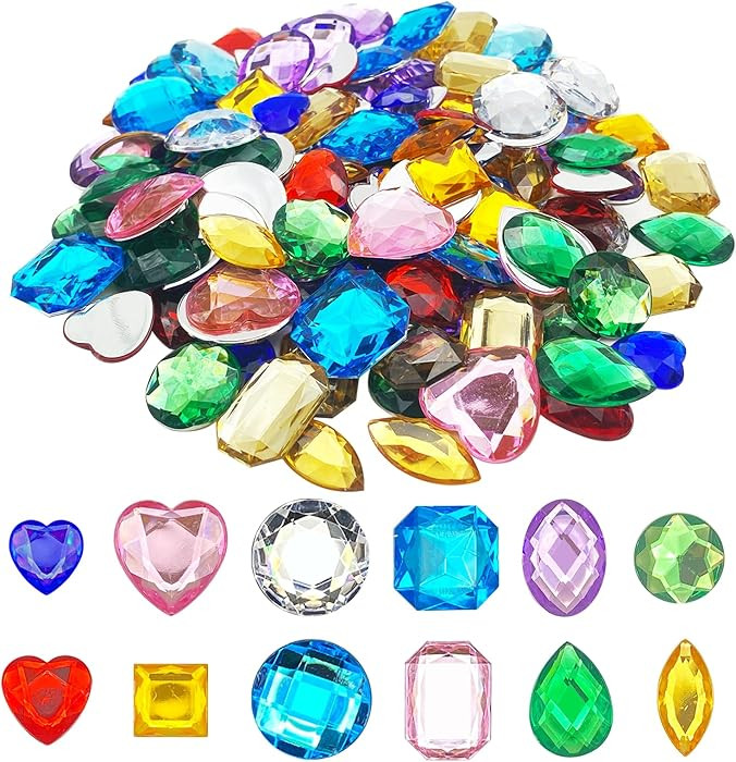 120 Pcs 1" Rhinestone for Crafting,Colorful Jewels for Crafting Stick-On Gems for Crafts Party De... | Amazon (US)