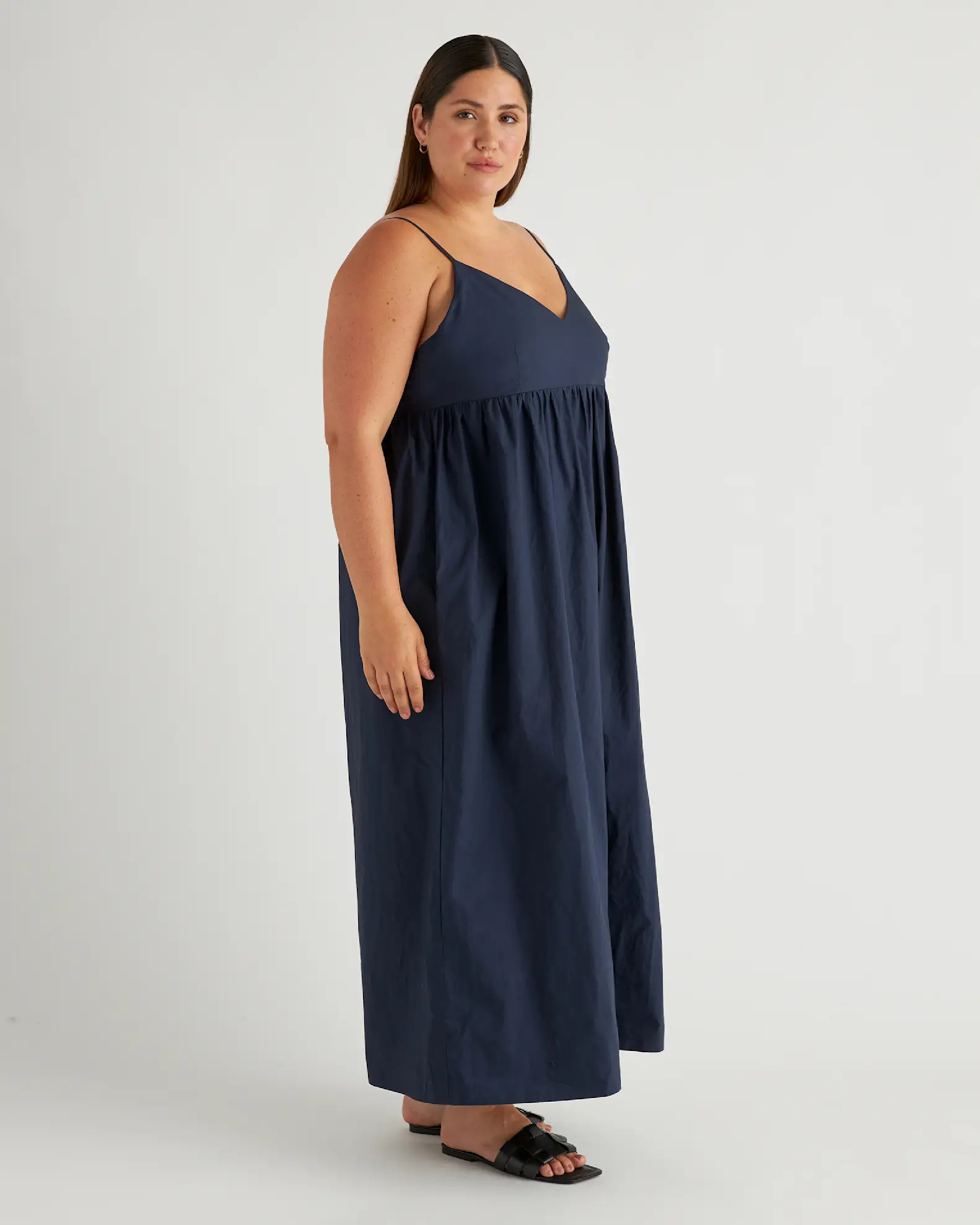 100% Organic Cotton Sleeveless Maxi Dress in Navy | Quince