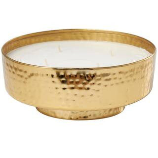Gold Egyptian Mint Scented Wide Hammered 70 oz. 4-Wick Candle with White Wax | The Home Depot