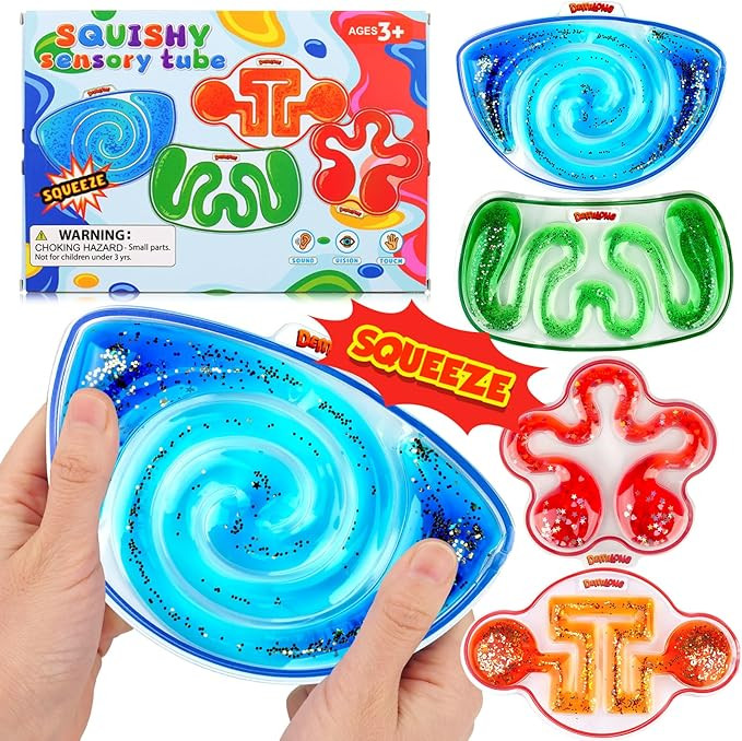 Squishy Sensory Toys for Kids - 4 Pack Fidget Toy Sensory Maze for Autism - Stress Anxiety Relief... | Amazon (US)