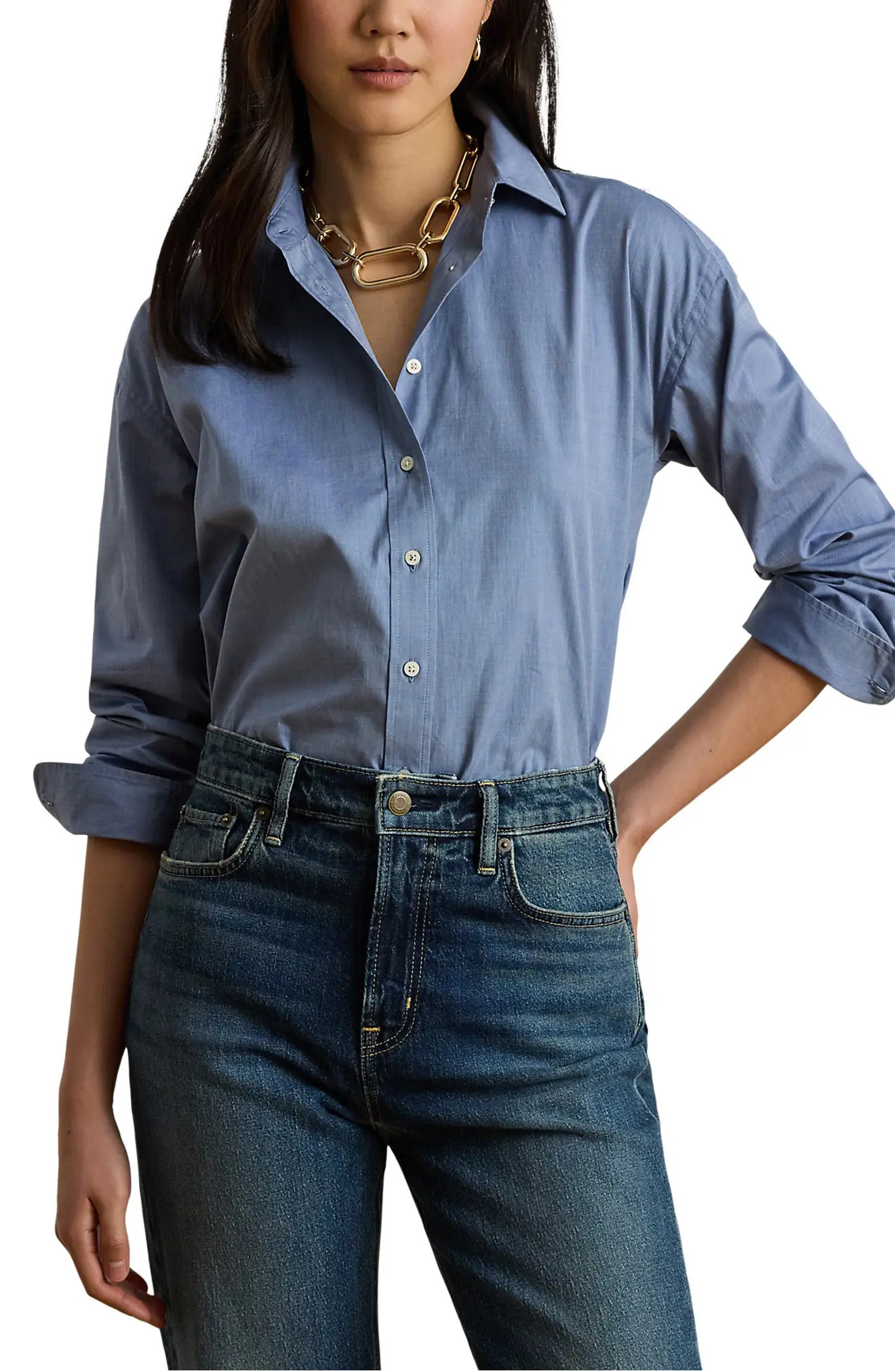 Cotton End-on-End Button-Up Shirt | Nordstrom