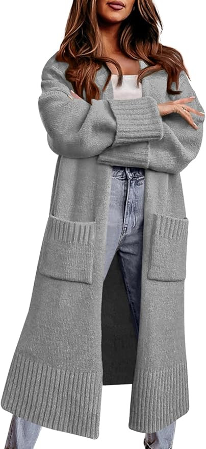 Danedvi Cardigan Sweaters for Women Fall Open Front Knit Cardigans Duster Coat | Amazon (US)