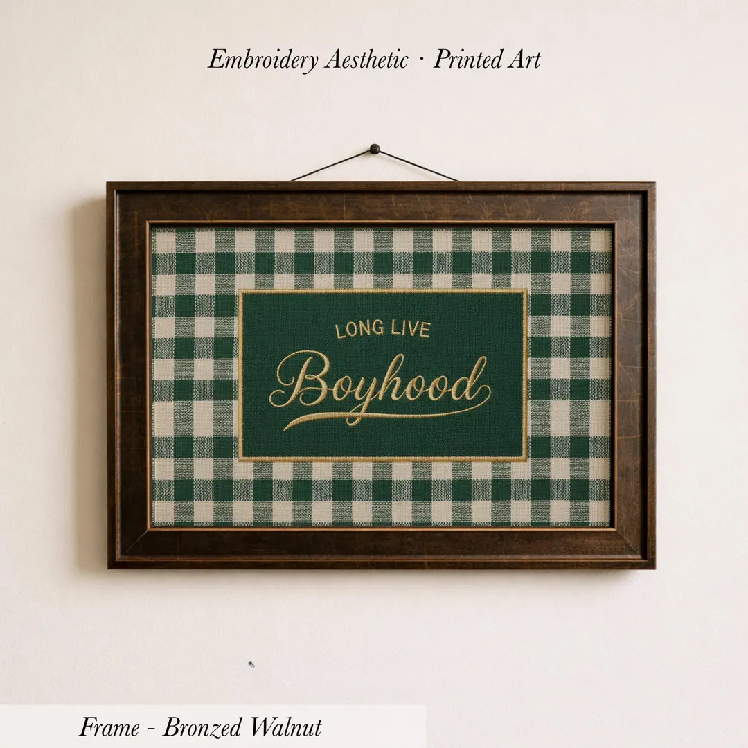 Long Live Boyhood Print ∙ Green Gingham Plaid Vintage Boy Room Art ∙ 1775 | Etsy (Global)