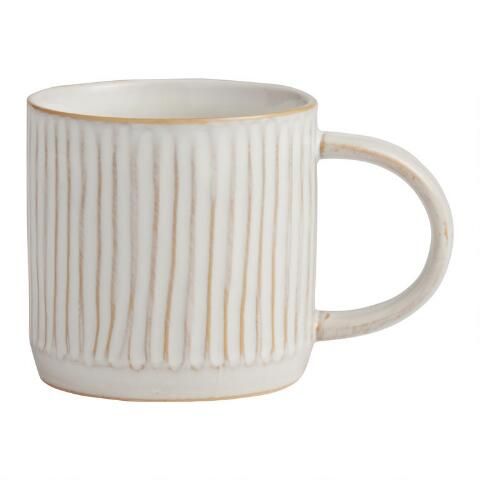 Ivory Reactive Glaze Vertical Ribbed Mug | World Market