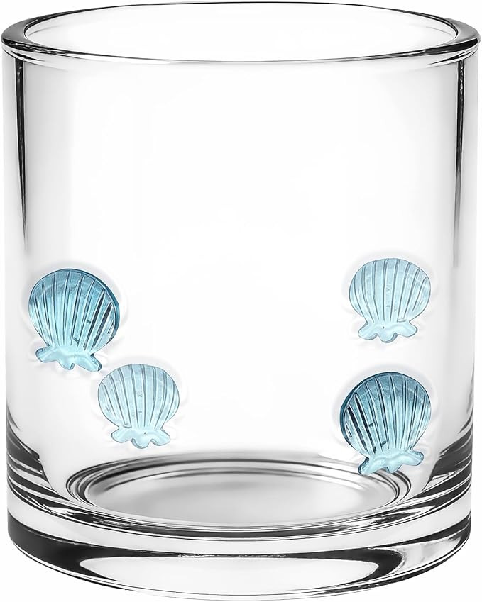 14 Ounce Shell Icon Juice Glasses, Ocean Glass Juice Cups Cocktail Glasses Aesthetic Drinking Gla... | Amazon (US)