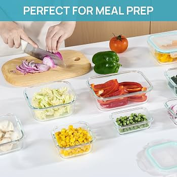 Vtopmart 8 Pack Glass Food Storage Containers with Airtight Lids, Glass Meal Prep Containers, Lun... | Amazon (US)