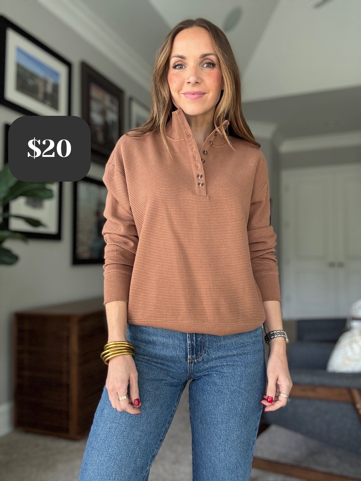 $20 mockneck waffle pullover, comes in multiple colors! Runs slightly oversized, but get your true size

#LTKootd
