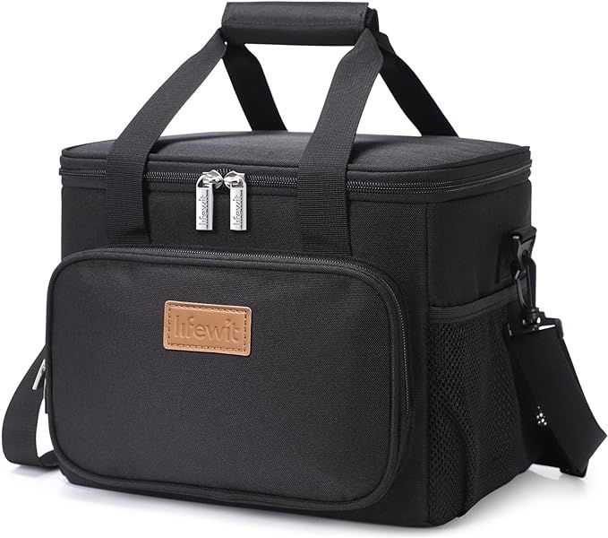 Lifewit Large Lunch Bag Insulated Lunch Box Soft Cooler Cooling Tote for Adult Men Women, Black 1... | Amazon (US)