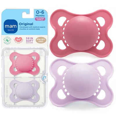 MAM Matte Original Unprinted Pacifier 0-6m - Girl - 2pc: BPA-Free Silicone, Phthalate-Free Infant Soothing Essentials | Target