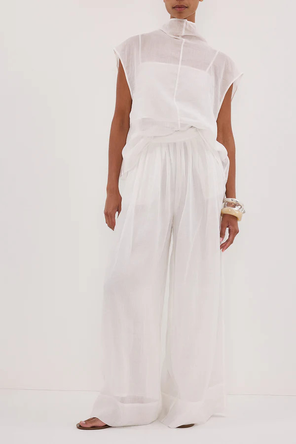 CARMEL WHITE RAMIE PANT | DISSH