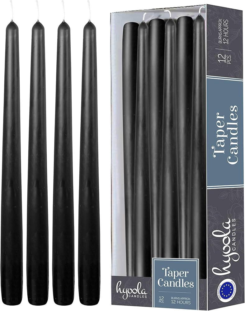 Hyoola Tall Taper Candles - 14 Inch Black Dripless, Unscented Dinner Candle - Paraffin Wax with C... | Amazon (US)