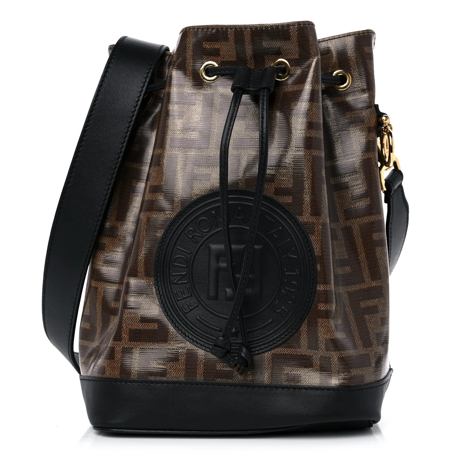 Glazed Fabric Vitello Grace F is Fendi FF 1974 Stamp Patch Grande Mon Tresor Bucket Bag Mogano Pa... | FASHIONPHILE (US)