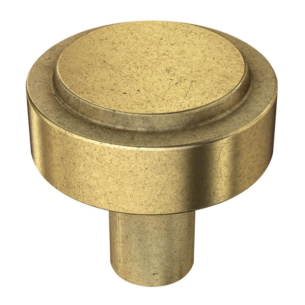 Soft Industrial 1-1/4 in. ( 32 mm) Vintage Brass Round Cabinet Knob | The Home Depot