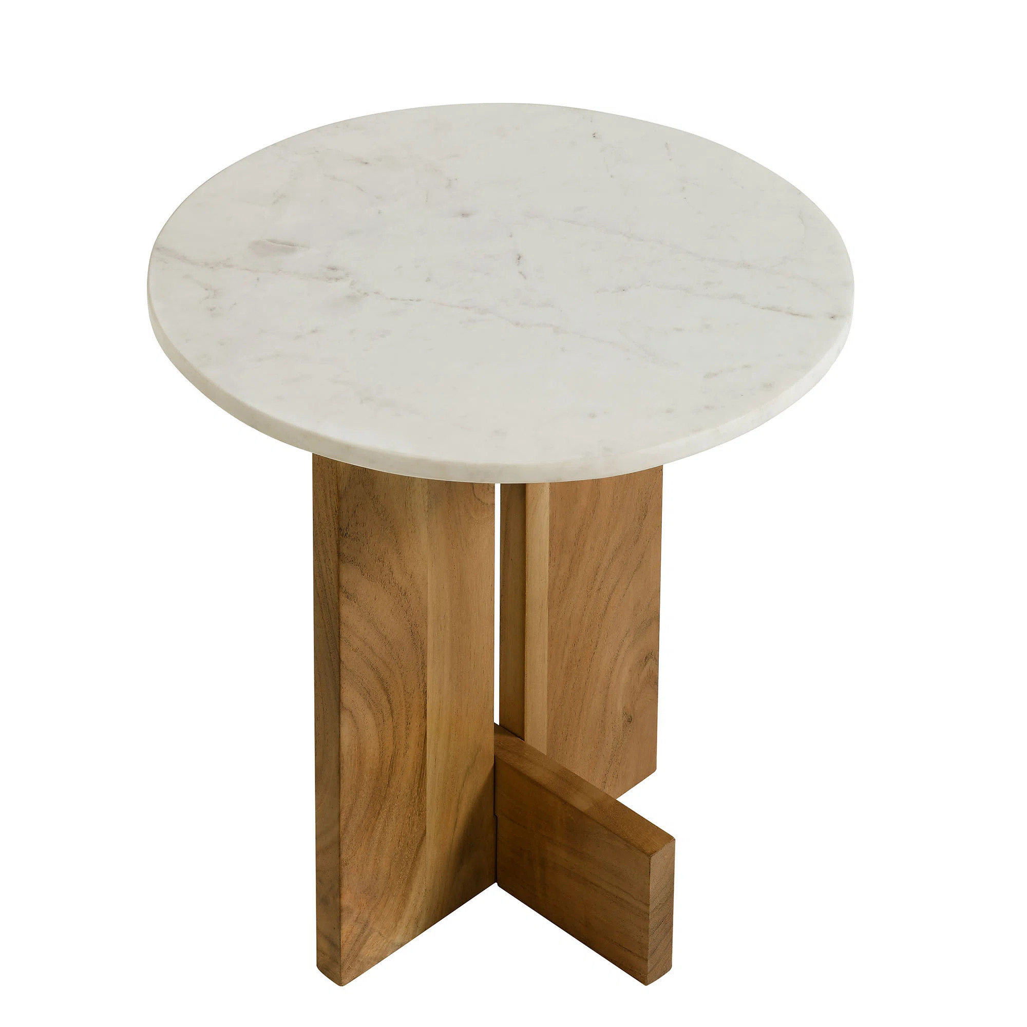 Tarin Acacia Wood And Marble Side Table | Wayfair North America