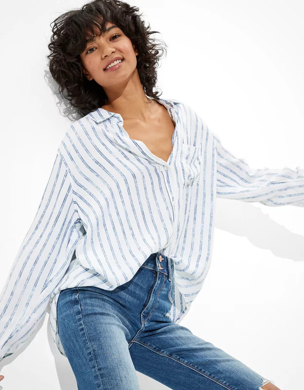 AE Oversized Button-Up Shirt | American Eagle Outfitters (US & CA)
