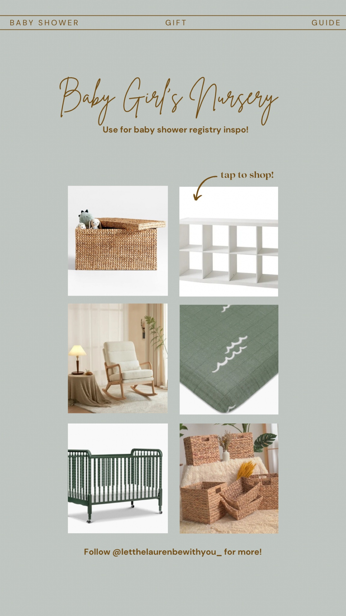 Creating the sweetest little nursery for our baby girl! Use this inspiration for your baby shower registry too. Calm, cozy & coastal details. #LTKGiftGuide 

#LTKBaby #LTKHome