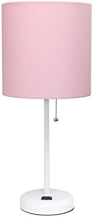 Limelights LT2024-POW Stick Charging Outlet Table Lamp, White/Light Pink | Amazon (US)
