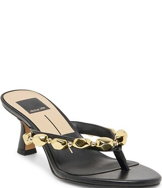 Daksie Leather Metallic Bead Embellished Thong Dress Sandals | Dillard's