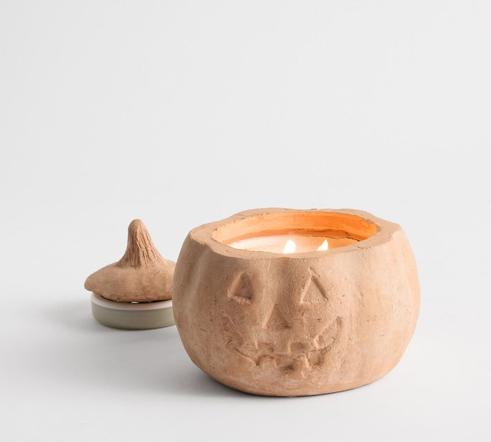 Terracotta Jack O'Lantern Candle - Autumn Amber | Pottery Barn (US)