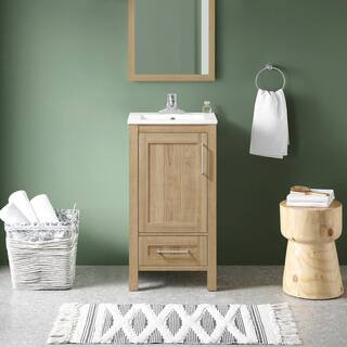Kansas 18 in. Single Sink White Oak Bath Vanity with White Ceramic  Top (Assembled) | The Home Depot