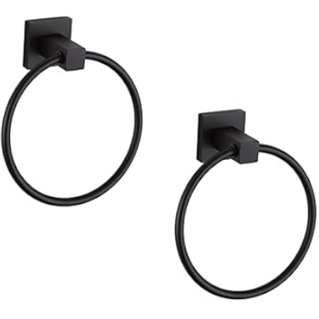 BVL Towel Ring Black, Hand Towel Holder Ring Hanger for Bathroom Kitchen ,Metal Round Towel Holder W | Amazon (US)