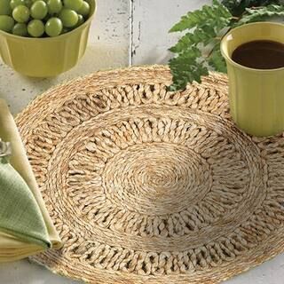 LR Home Natural Tan 15 in. Round Organic Jute Placemat (Set of 2) NATUR12027NAT15RD - The Home De... | The Home Depot